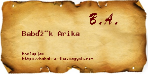 Babák Arika névjegykártya